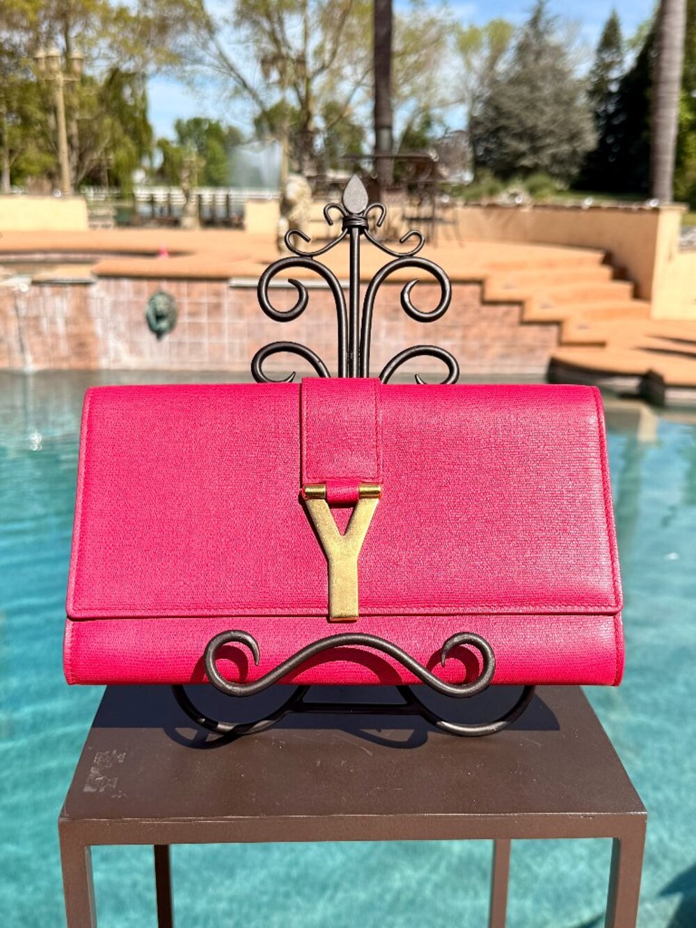 YSL Small Embossed and Stitched Y Logo Wallet